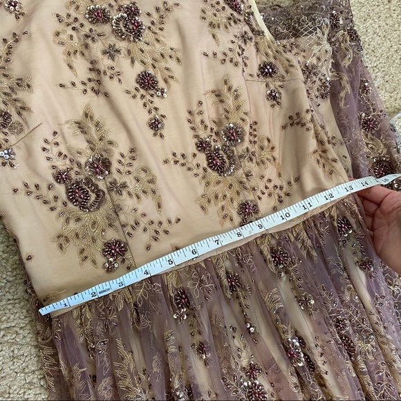 KOROVILAS ISLA EMBELLISHED TAN MOCK NECK MAXY DRESS 4 - Picture 6 of 10